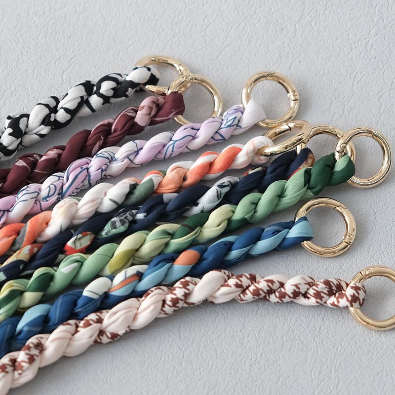 Nueva Moda Primavera Bolso de Mano de Mujer Parte de Accesorios Cadenas Desmontables Reemplazo Correa de Seda con Estampado Floral Mujeres DIY Asas de Cadena para Bolso