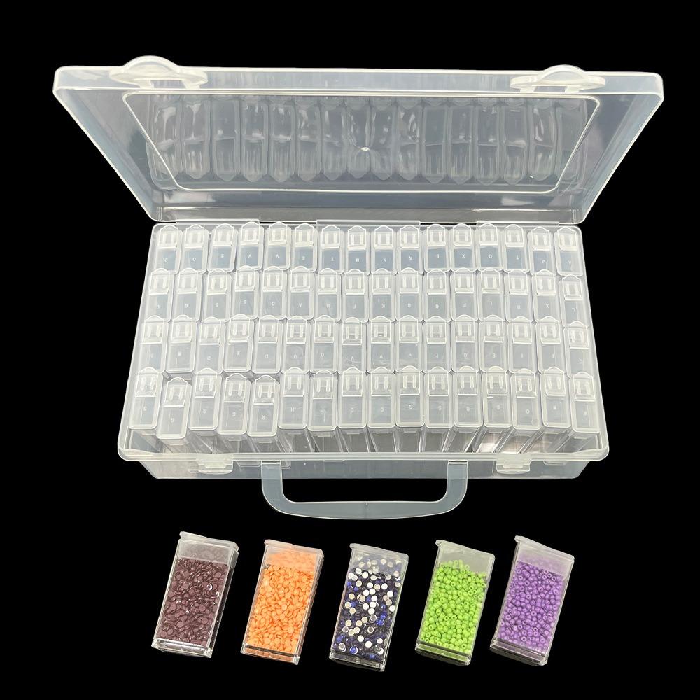 64 Grid Jewelry Drill Storage Box Thicken Dustproof Diamond Painting Storage Box Transparent Rhinestone Beads Containers