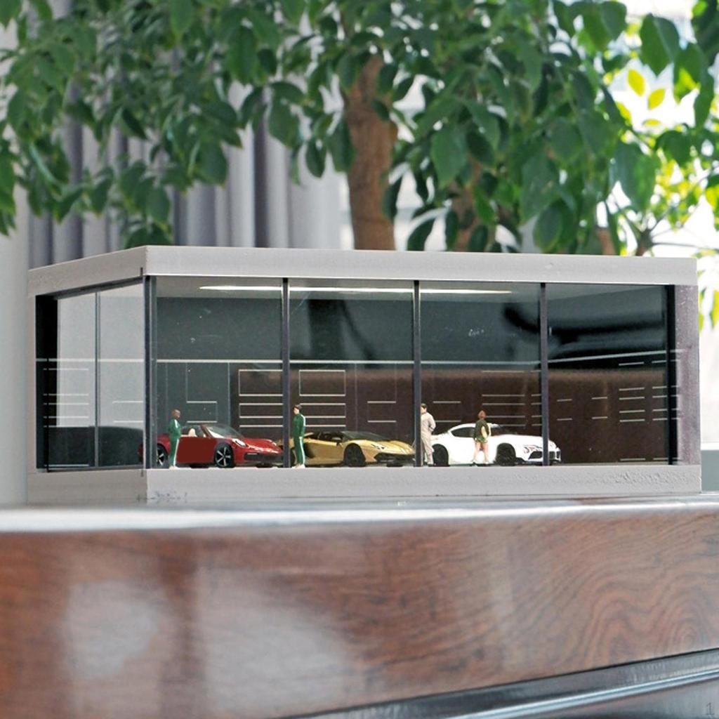 1:64 Vitrína do garáže, sběratelské předměty, osvětlená ochranná vitrína pro panenky