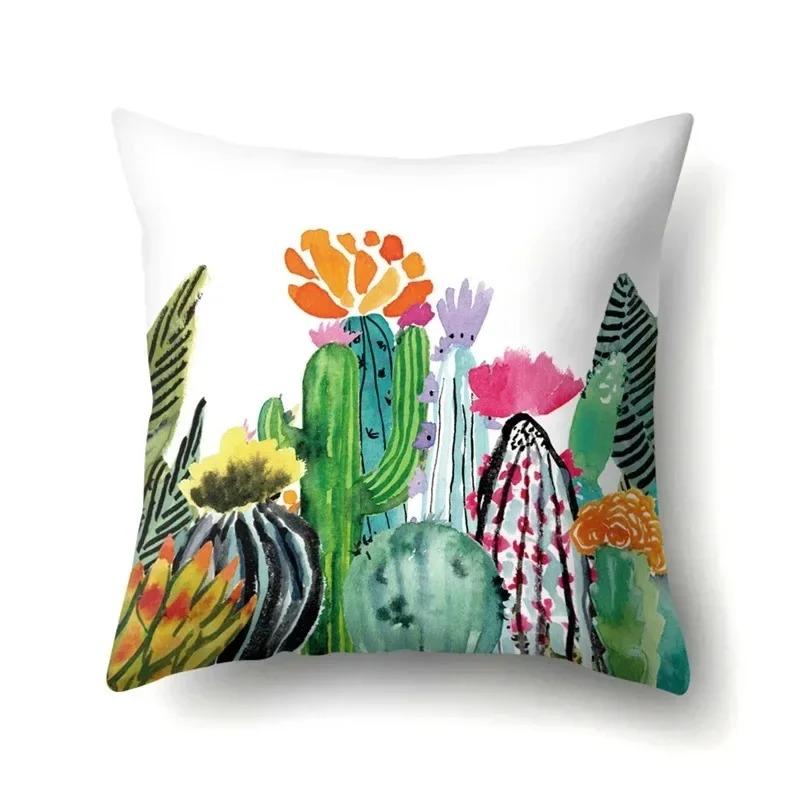 Colorful Printed Plant Pattern Luxury Home Car Living Room Sofa Cushion Cover Decorative Pillow Cover