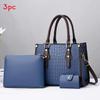 Pu Leather Handbag With Contrast Color Stone Pattern And Multiple Pockets For Daily Use