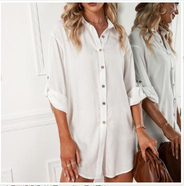 Autumn and winter new casual loose single-breasted shirt skirt, women