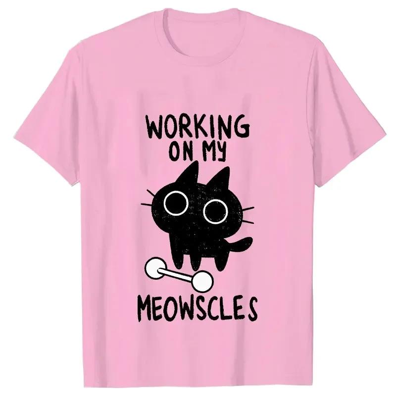 Fitness Cat Print Tshirts Female Short Sleeve Fashion Trendy Tshirt Summer Tee Clothes Street Hip Hop Tops Black Cat Anime Tees