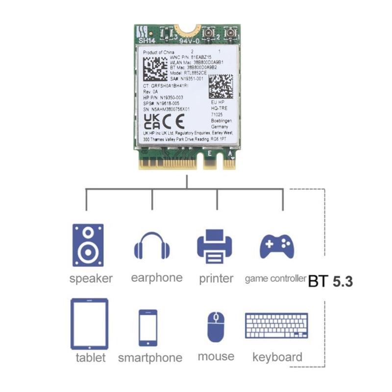 Receptor Wifi 5400Mbps Tri-Band 2.4/5/6Ghz Placa WiFi 6E Compatível com Bluetooth 5.3 Adaptador Sem Fio RTL8852CE para