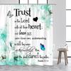 Inspirational Shower Curtains Watercolor Butterfly Flowers Trust In the Lord Quotes Aphorisms Modern Bathroom Curtain Decor Sets