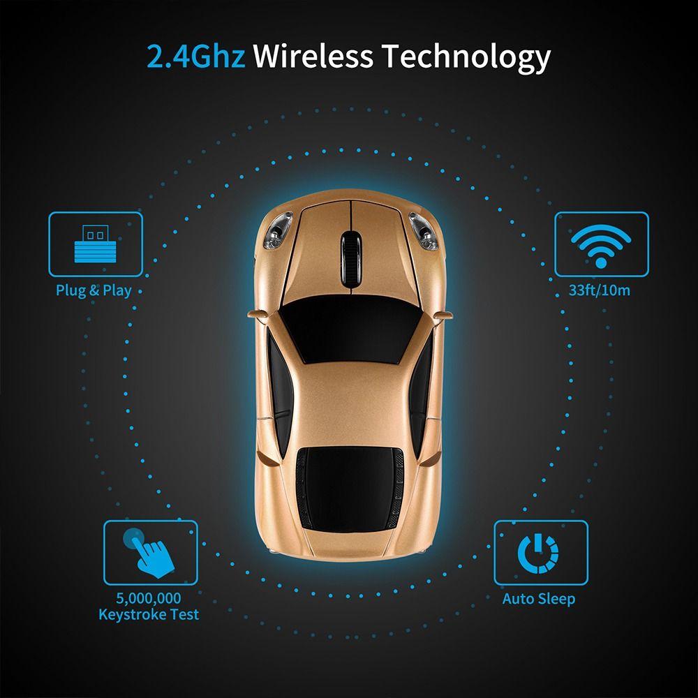 Creative 2.4GHz Wireless Car Mouse LED Light USB Receiver Computer Mouse 1200 DPI Gaming Mouse Computer Accessories