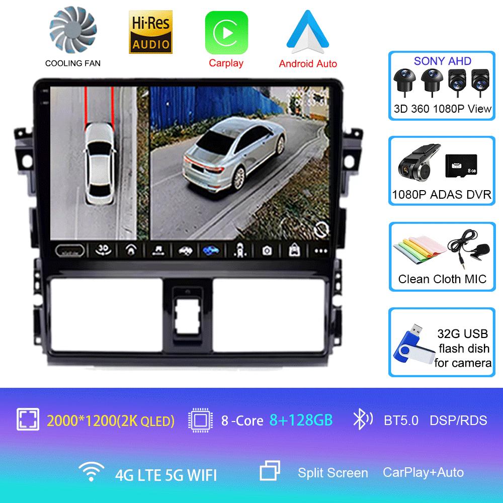 Android 14 For TOYOTA VIOS YARIS 2013 2014 2015 2016 Multimedia Video Player Car Radio GPS Navigation NO DVD 2 Din Carplay New