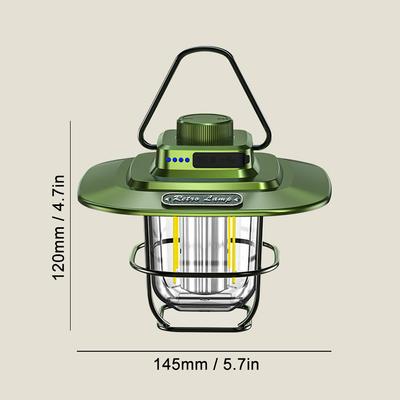 Vintage LED Camping Lantern Water-resistant Type C Rechargeable Camping Light Lamp for Outdoor