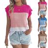 Damen Freizeit Locker Gestricktes Ärmelloses Farbblock-Top