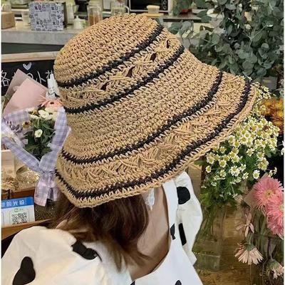 Straw Hat Female Sunshade Sunscreen Big Eaves Ins Small Fresh Spring and Summer Travel Beach Vacation Sweet Mori Versatile Display