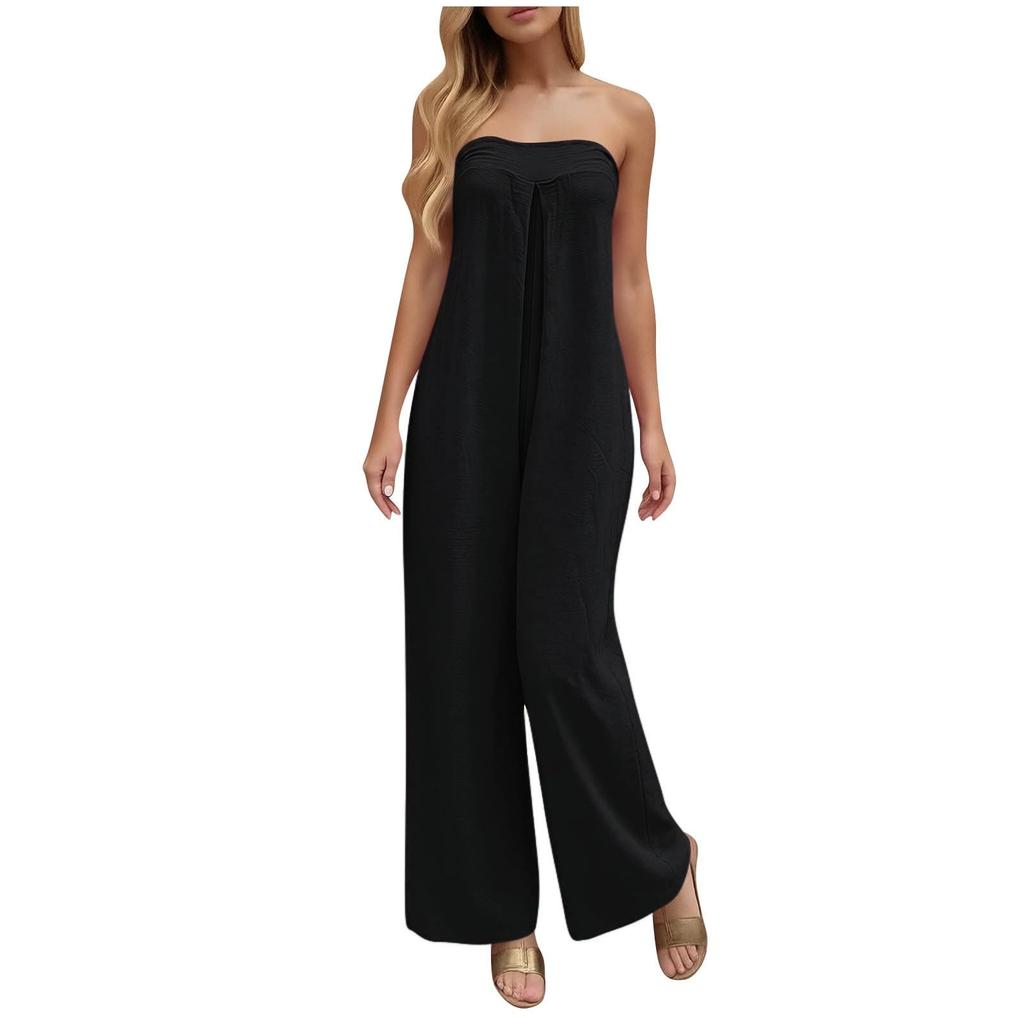 Jumpsuits For Women Sleeveless Spaghetti Strap Womens Jumpsuit Wide Leg With Pockets