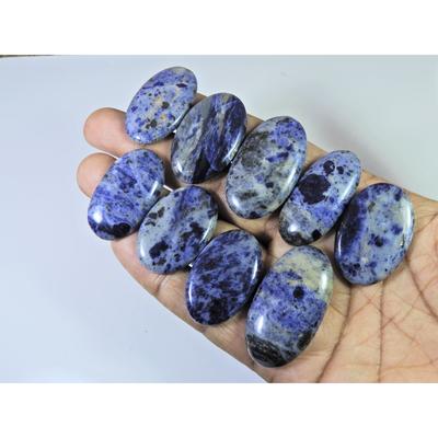 363Cts. Natural Blue Sodalite Oval Cabochon Loose Gemstone 09Pcs Lot 33-41MM C-1498