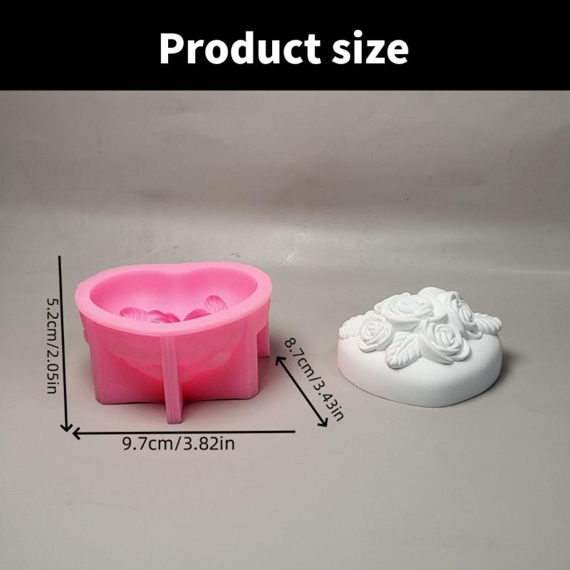 3D Rose Heart Silicone Mold for Candle Soap Making Epoxy Resin Silicone Molds Fondant Silicone Molds for Candy Baking