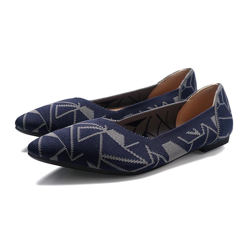 Spring and autumn flying knitting single shoes Doudou shoes flat bottom women's floating shoes boat shoes pregnant women knitted flying thread