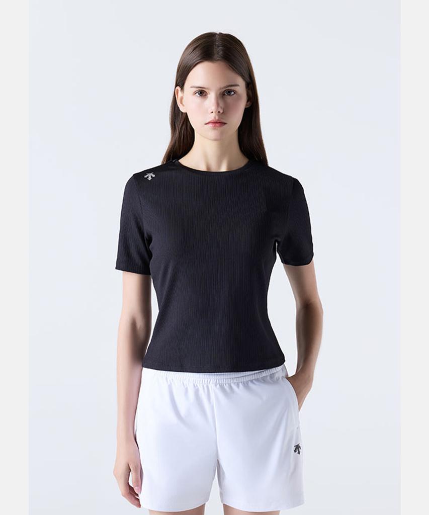 DESCENTE Women'S Ribbed Short Sleeve T-Shirt Black (Sq322Pts74)