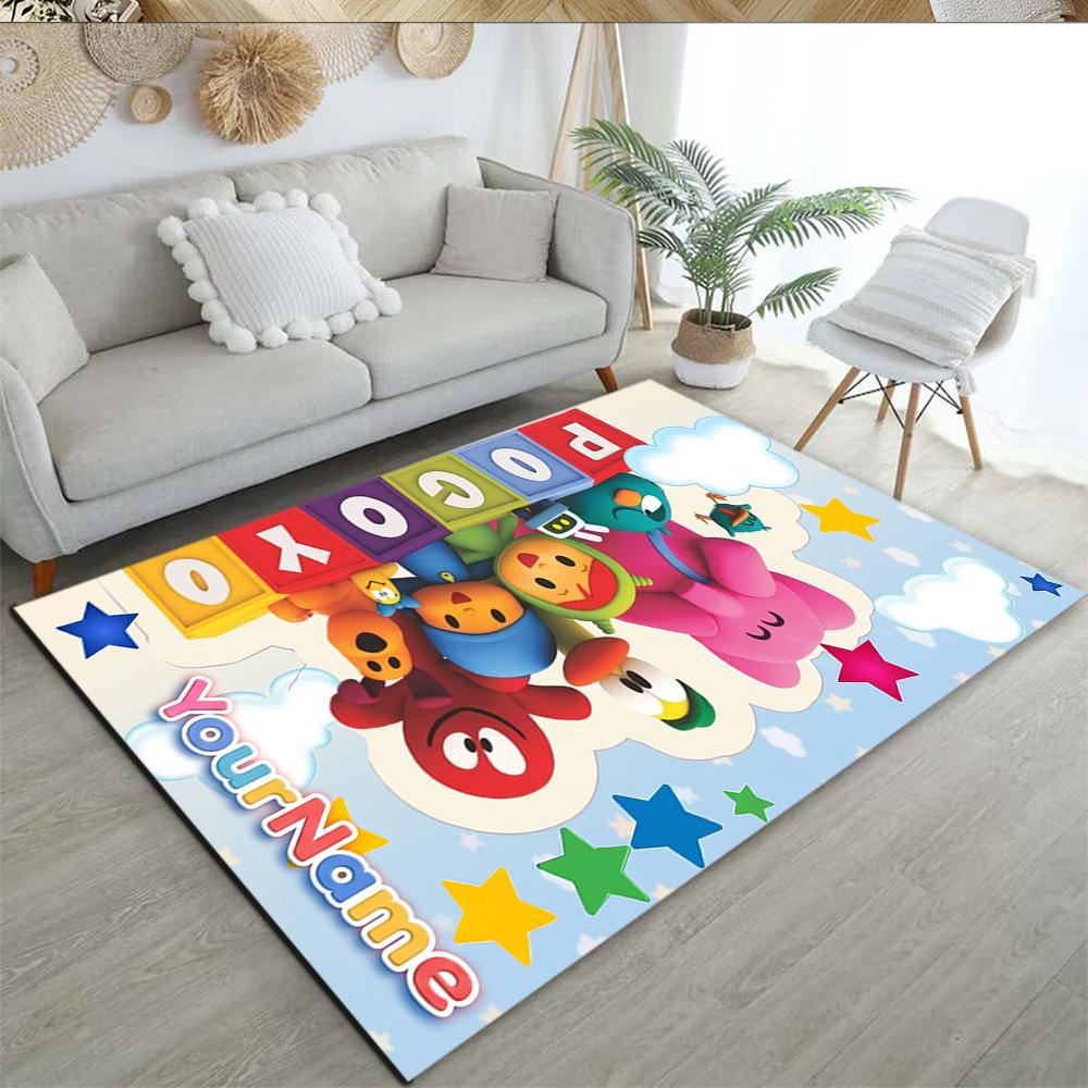 Pocoyo Customized Name Floor Rug Office Rug Perfect for Dining Room Study Room Living Rooms Bedrooms Antislip Carpet Anime Office Decor