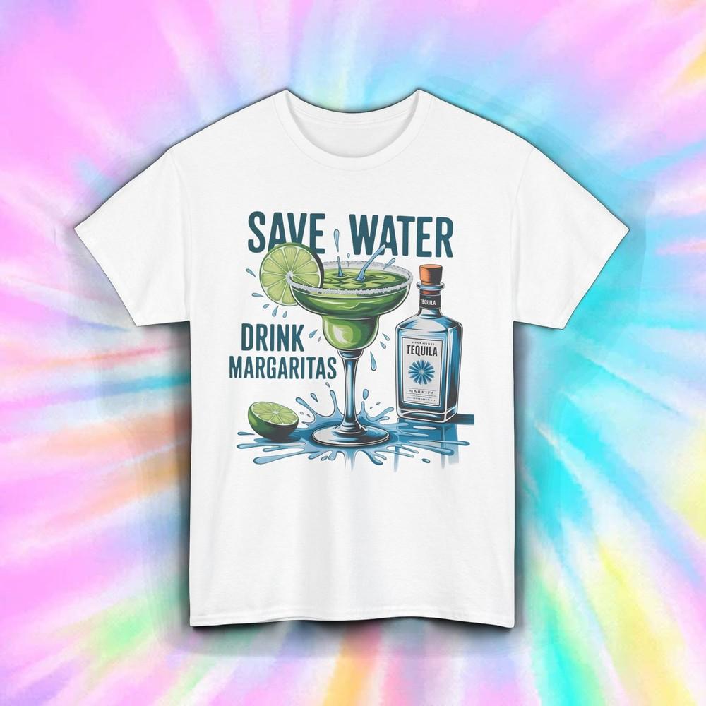 Drink Margaritas Shirt Save Water Funny Summer Tequila Party Beach Tee S-5XL