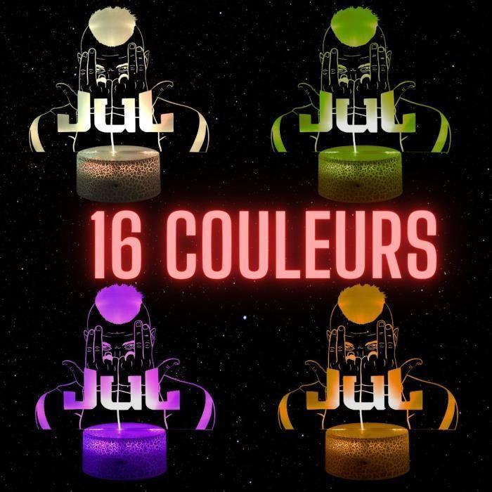 Lampe De Chevet 3D LED Jul Rappeur Marseille,Veilleuse Changement De Couleurs, Lampe Tactile Bureau Et Chambre Enfant Ado, Ambiance