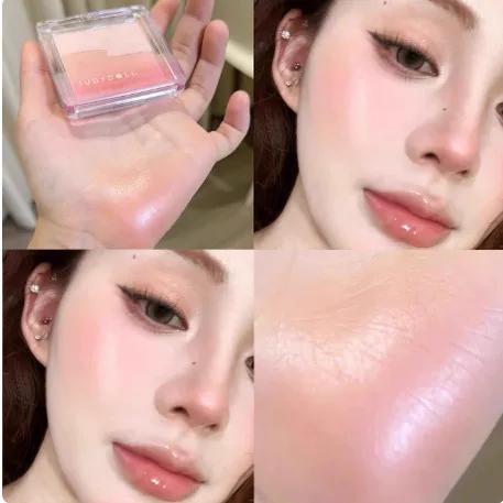 Dynamic! Judydoll Orange Satin Glossy Translucent Wave Pattern Two-Tone Blush Palette That Blends into the Skin