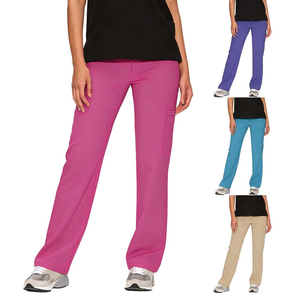 Women Straight Leg Mid Rise Trousers with Flat Front Design for Casual and Suitable for Daily Use