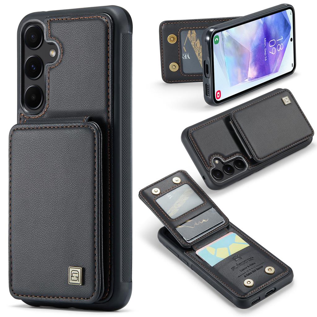 Vertical Cards Solt Wallet Leather Case for Samsung Galaxy S24 Ultra S23 FE S21 S22 Plus A15 A25 A35 A55 Magnetic Stand Cover