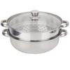 Stainless Steel Double Boiler Steamer with Handles, Soup Steamer Pot for Home Kitchen