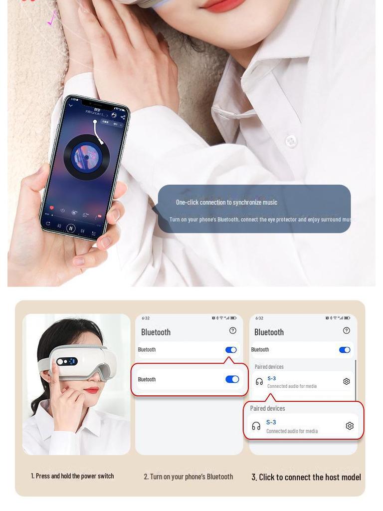 Vibrating Heated Eye Massager with Air Pressure and Hot Compress