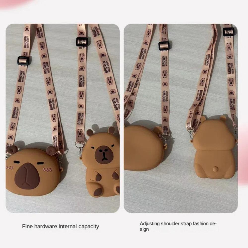 Zero Wallet Capybara Crossboday Bag Silica Gel Kawaii Animal Purse Capybara Shoulder Bag  Friends