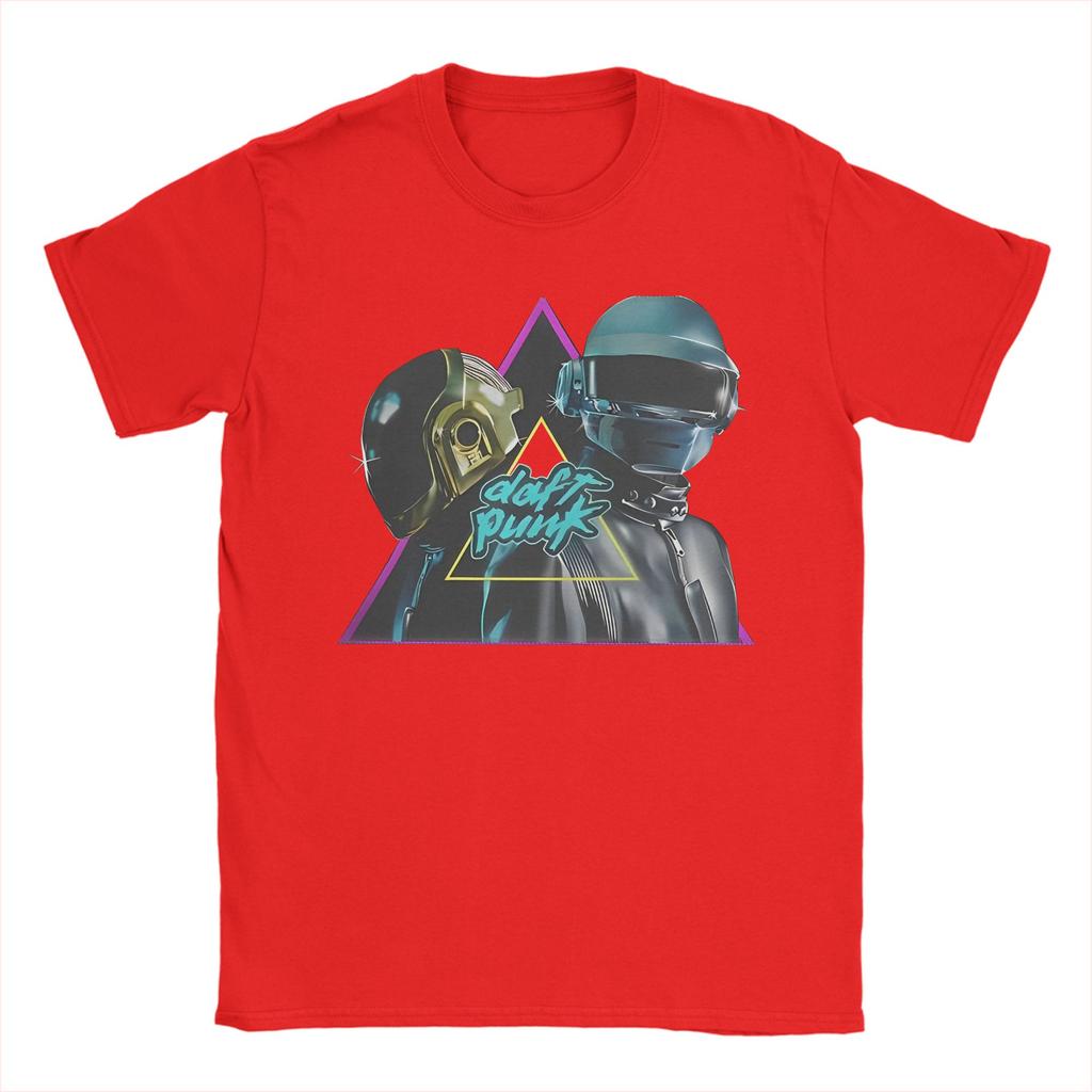 Mens TShirt Daft Punk Electronic Band Leisure 100 Cotton Tees Short Sleeve T Shirts Crewneck Tops Plus Size