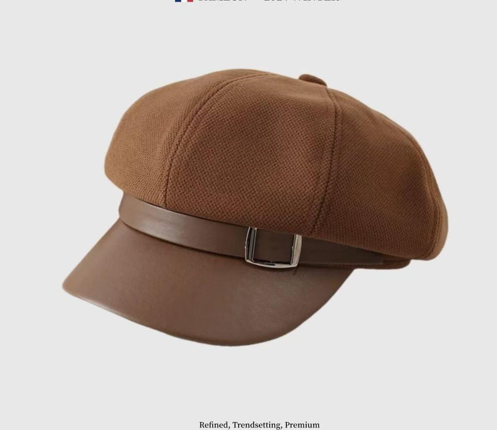 Women's Black Octagonal Newsboy Beret: Korean Style Painter Hat for Larger Head, Autumn/Winter