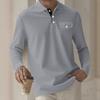 Men's Long Sleeve Plaid Polo Shirt Button Pocket Sports Polo Shirt