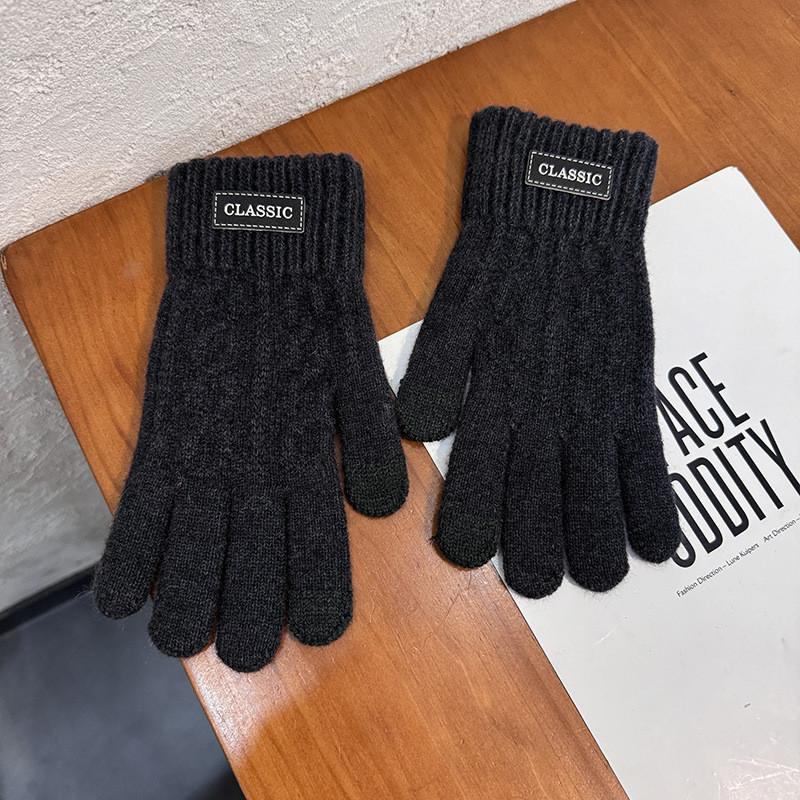Handgestrickte Touchscreen-Handschuhe für Herren Winterwärme Mit gemustertem Design Für Freizeitkleidung