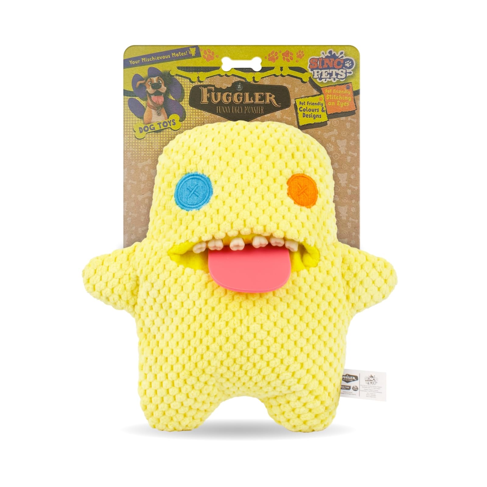 

Fuggler Ooger Booger Yellow Squeaky Dog Authentic Toy,