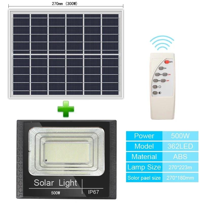 50-500W Solar Powered Spotlight Remote Control Solar Flood Lights Outdoor Waterproof IP67 Villa Street Lighting Adjustable Angle