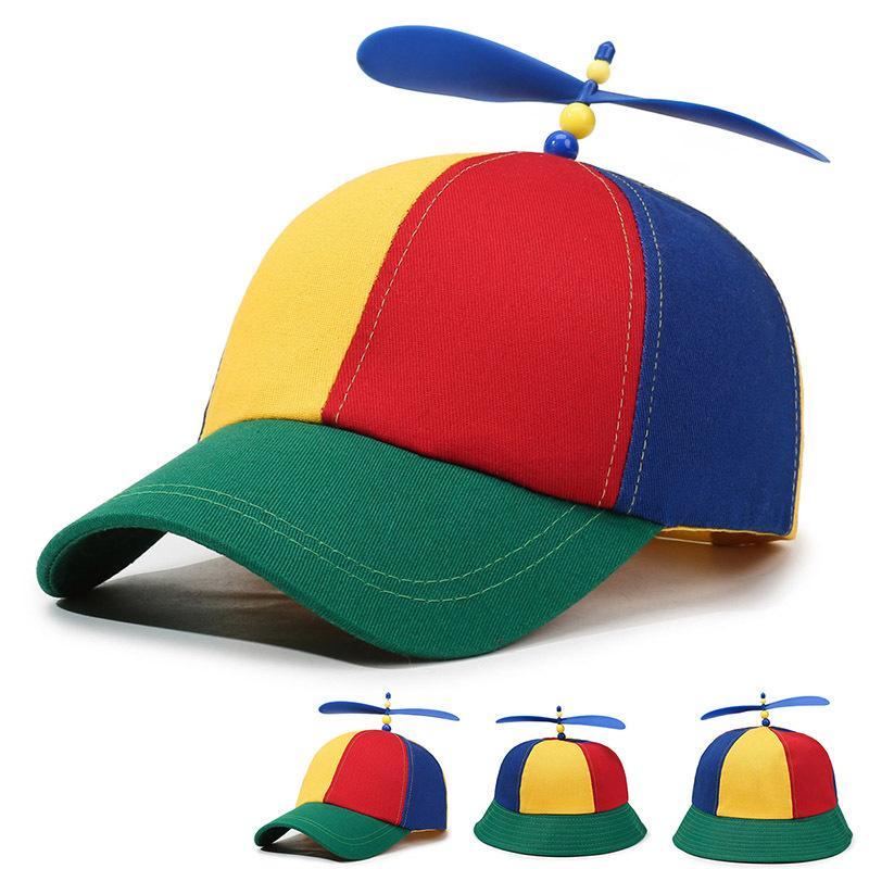 Fun Propeller Baseball Cap Fashion Color Block Bamboo Dragonfly Design Spring Autumn Breathable Hat for Hiking Cycling Use