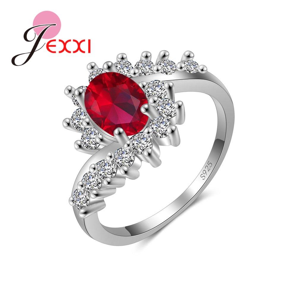 Trendy Fashion Fancinating Four Colors Cubic Zirconia 925 Sterling Silver Ring for Women Anniversary Birthday Jewelry Gift