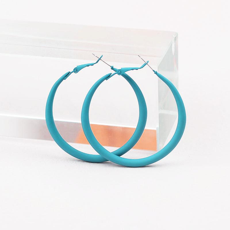 Fashion New Women's Hoop Earrings Red Pink Blue Green Smooth Loop Earrings for Female Exaggerated Ear Zircon Unusual Earrings