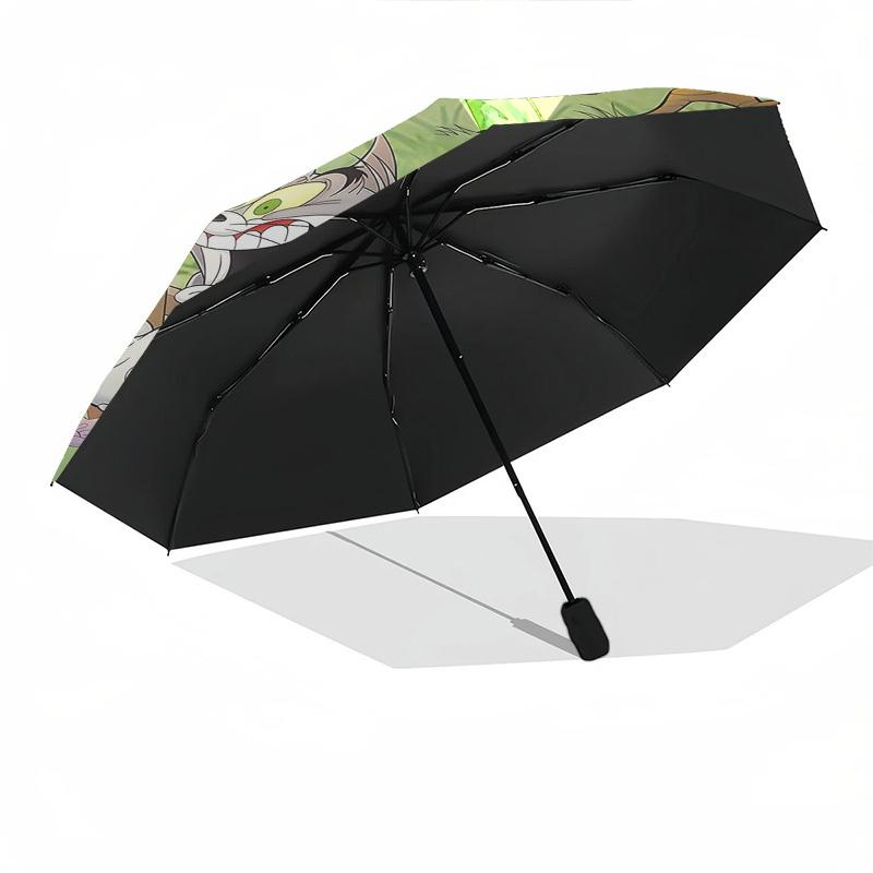 1pc Tom and Jerry Automatic Folding Umbrella - Compact 8-Rib Design, Durable Plastic & Iron1272L