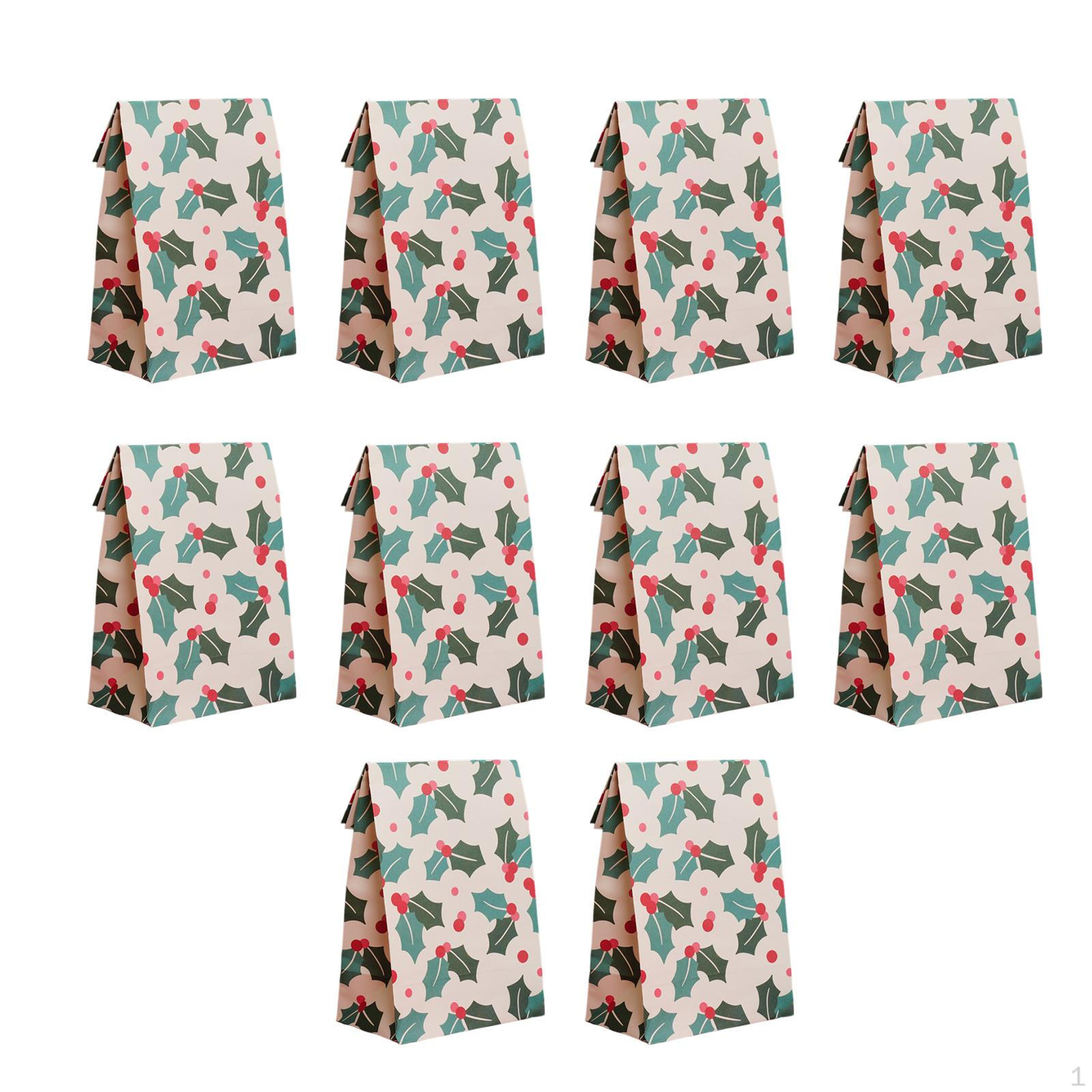 

10 шт. Рождественский подарочный пакет, упаковочные пакеты для еды, сладости, выпечка для украшения дня рождения Green and white