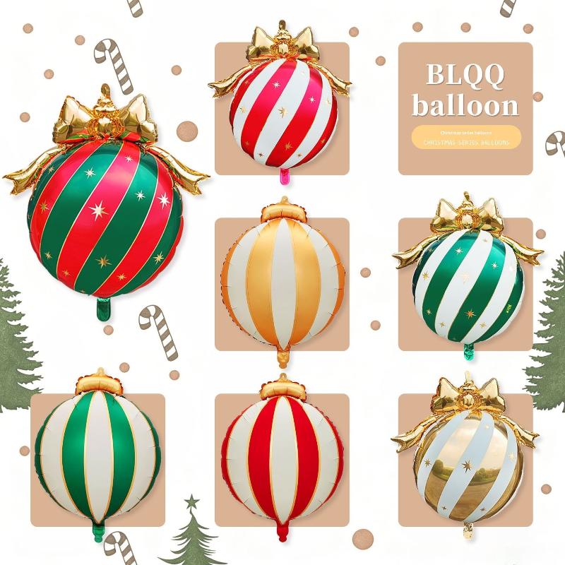 10Pcs Christmas Decorations, Spherical Aluminum Foil Balloons, Holiday Parties, Shop Window Decorations, Supplies