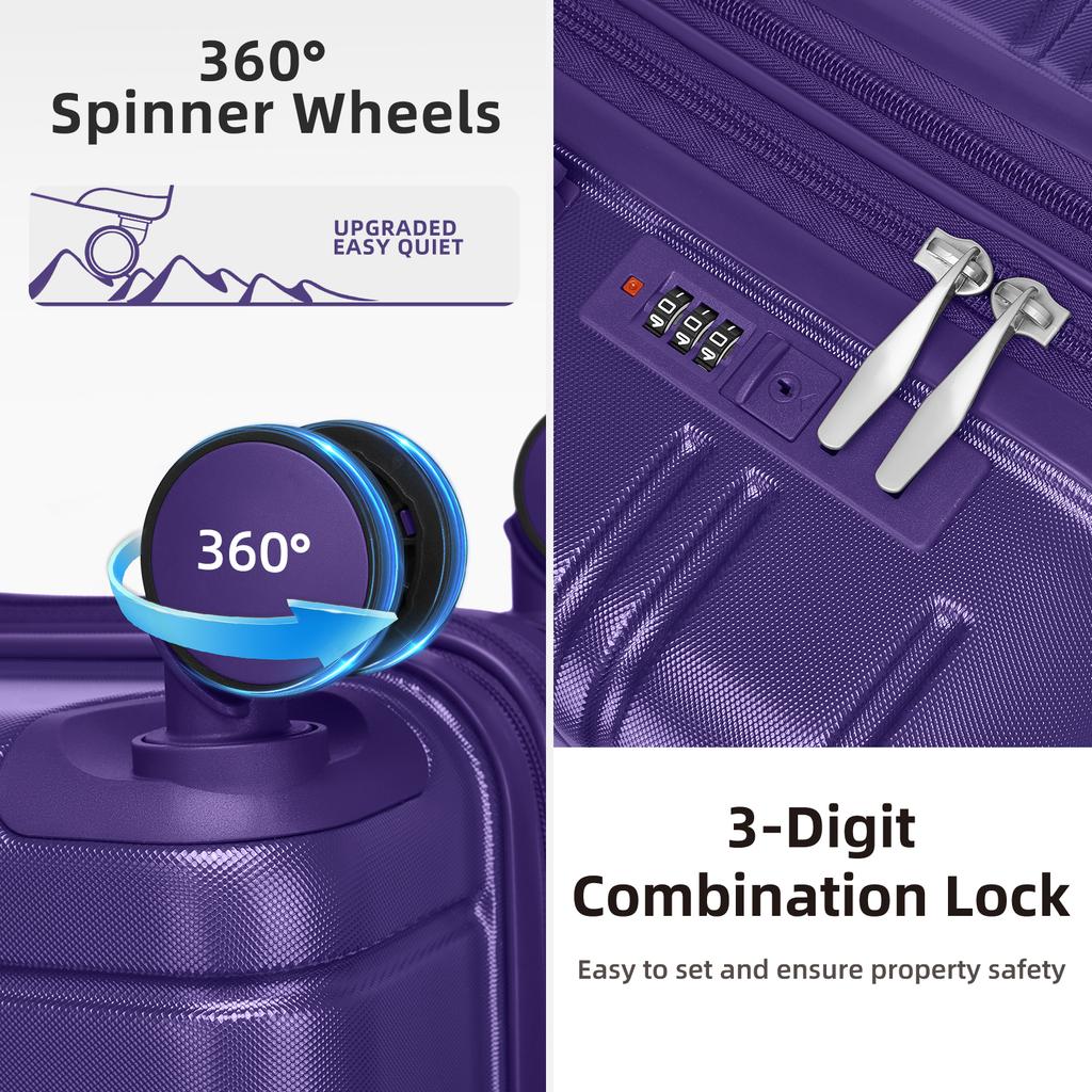 Luggage Sets 6 Piece with Duffel Bags, Hardside Expandable Suitcases with Spinner Wheels, Grape Purple