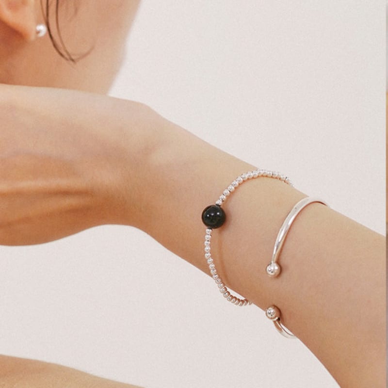 LAYERMOOD [PEARL&DRAPE] Silver925 ball bangle BR
