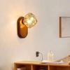 1PC New Wood Amber Gray Glass Wall Light Bulb Stairs Aisle Light Living Room Bedroom Bedside Walnut Color Light Fixtures
