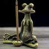 1PC Retro Copperware Incense Socket Zen Frog Ornaments Solid Pure Copper Frog Tea Pet Incense Holder Ornaments