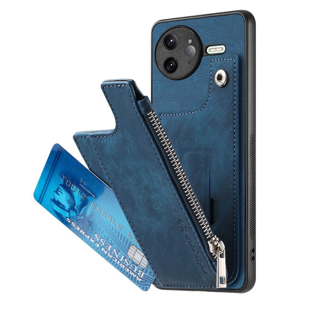 For Xiaomi Poco F7 Ultra 5G/Xiaomi Redmi K80 Pro 5G Case Zipper Card Holder Kickstand Leather+PC+TPU Phone Cover