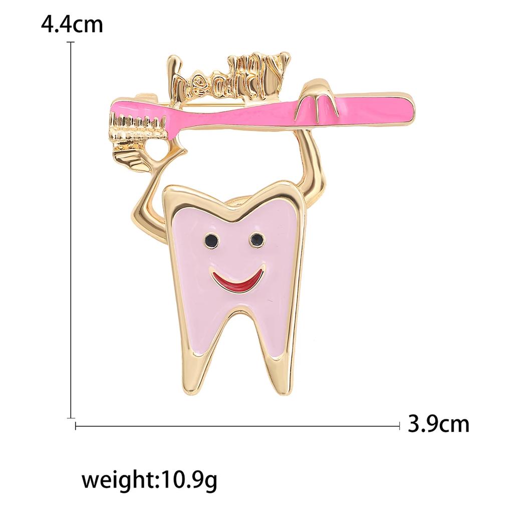 Enamel Teeth Pin for Women Unisex Rhinestone Cartoon Tooth Brooch Event Party Backpack Decoration Clothes Accessories