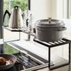 Yamazaki Exhaust Vent Cover Over-Stove Rack for 75cm Stoves, Black, Approx. W82.5 x D18 x H15cm, Tower-Shaped, Tall Pot and Pan Rest, 5267