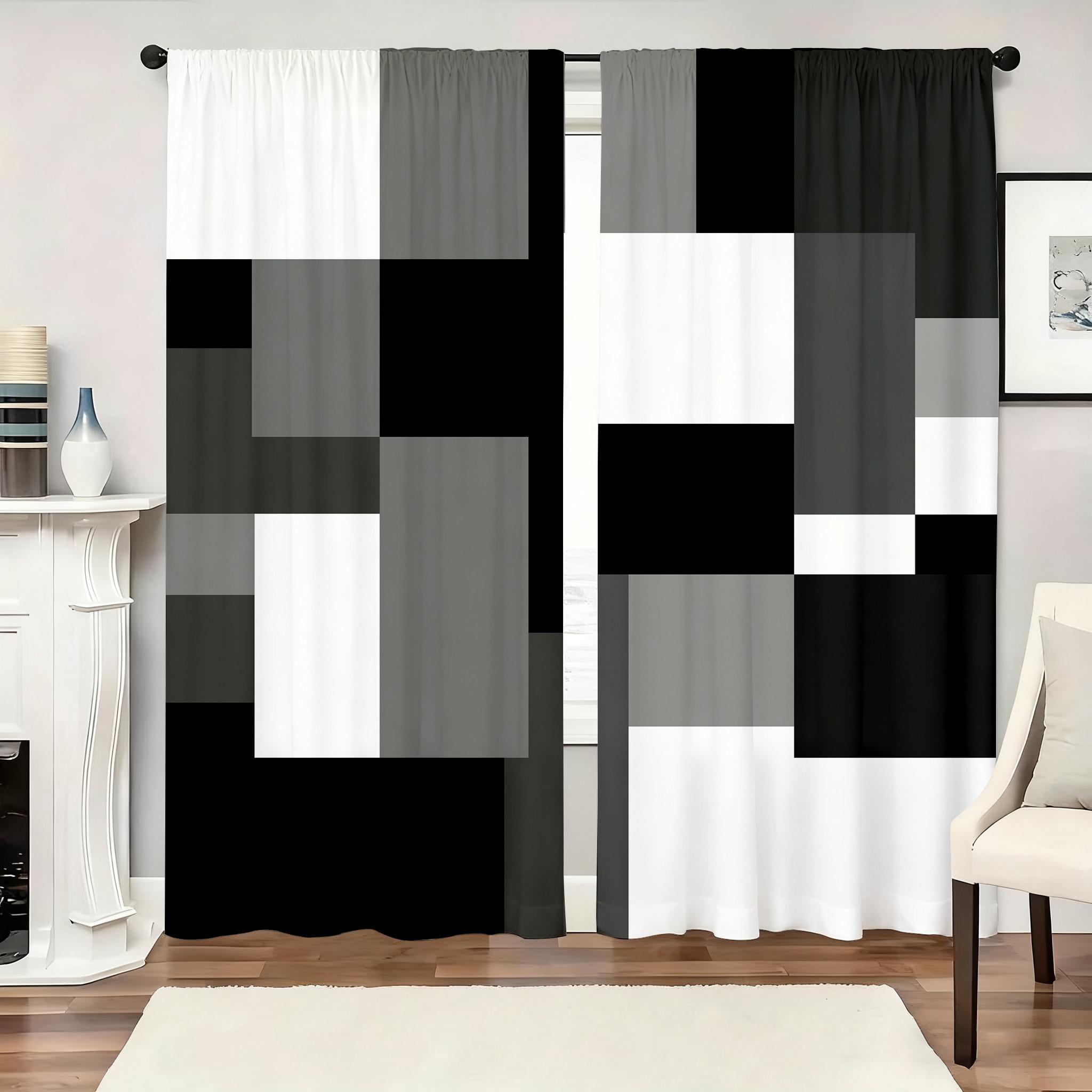 

2pcs Geometric Blockout Curtains Room Darkening Polyester Rod Pocket Drapes for Living Room Modern Home Decor 100*130 Grommet Top 1pcs