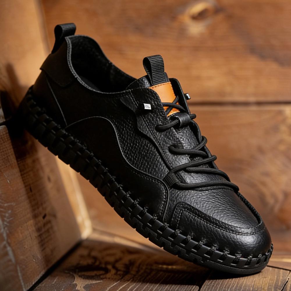 Little White Shoes Are Versatile and High-end Leather Breathable Men's Shoes Do Not Stink, the First Layer of Cowhide Soft Sole Casual Shoes for Men