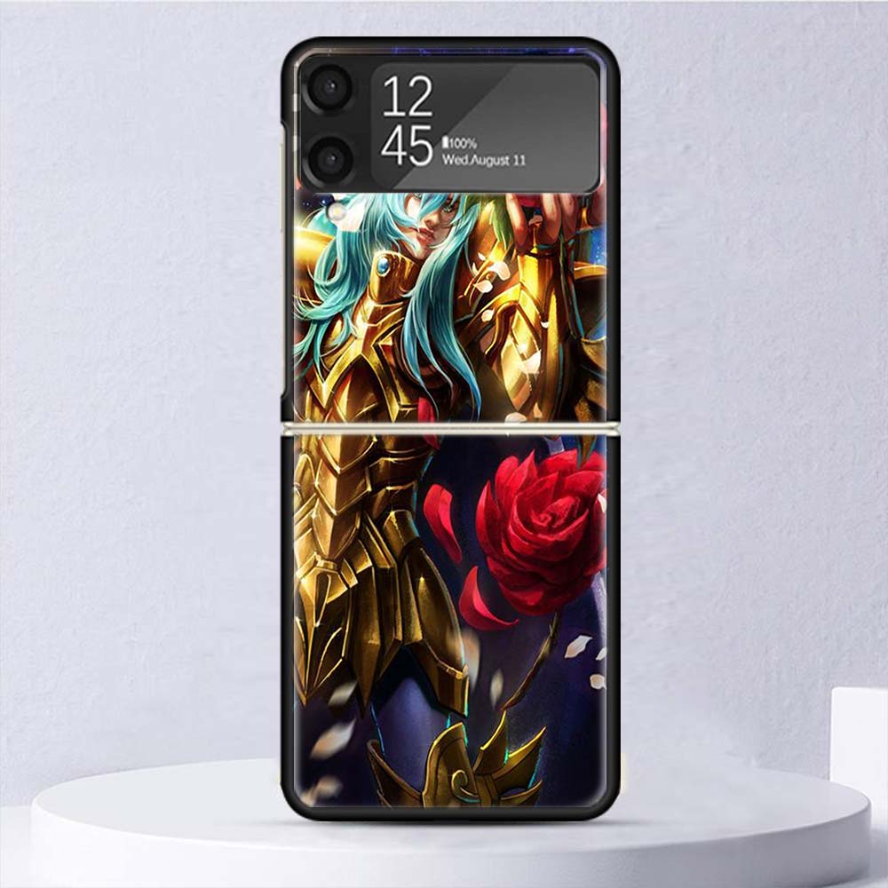 Anime Saint Seiya Shockproof Case For Samsung Galaxy Z Flip 7 6 5 4 3 5G Phone Cover Z Flip3 Flip4 Flip5 Flip6 Flip7 Shell Hard